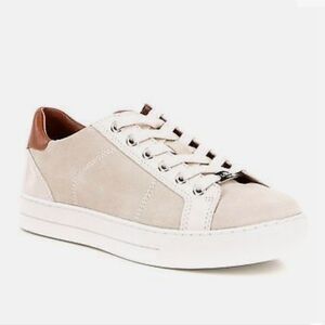 NEW Coach Paddy Beige Suede Leather Chalk-Oatmeal / Saddle Brown Sneakers